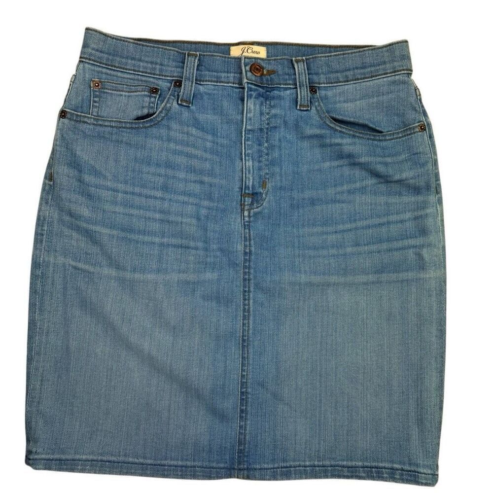 J. Crew Mini Pencil Denim Skirt Blue Women’s Size 6 Stretch Casual Summer Spring